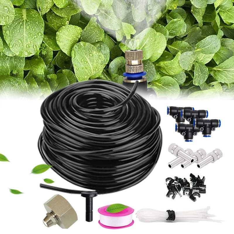 Cooling low -pressure shed spray dust reduction system device atomized sprinkler and trampoline cooling set site