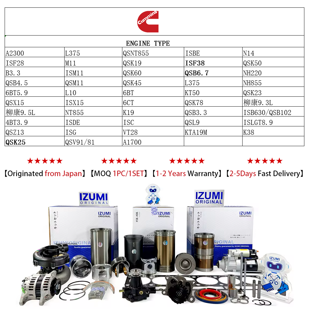 IZUMI original M11 3103753 engine liner kit full gasket kit QSM11 L10 overhaul repair kit for CUMMINS parts