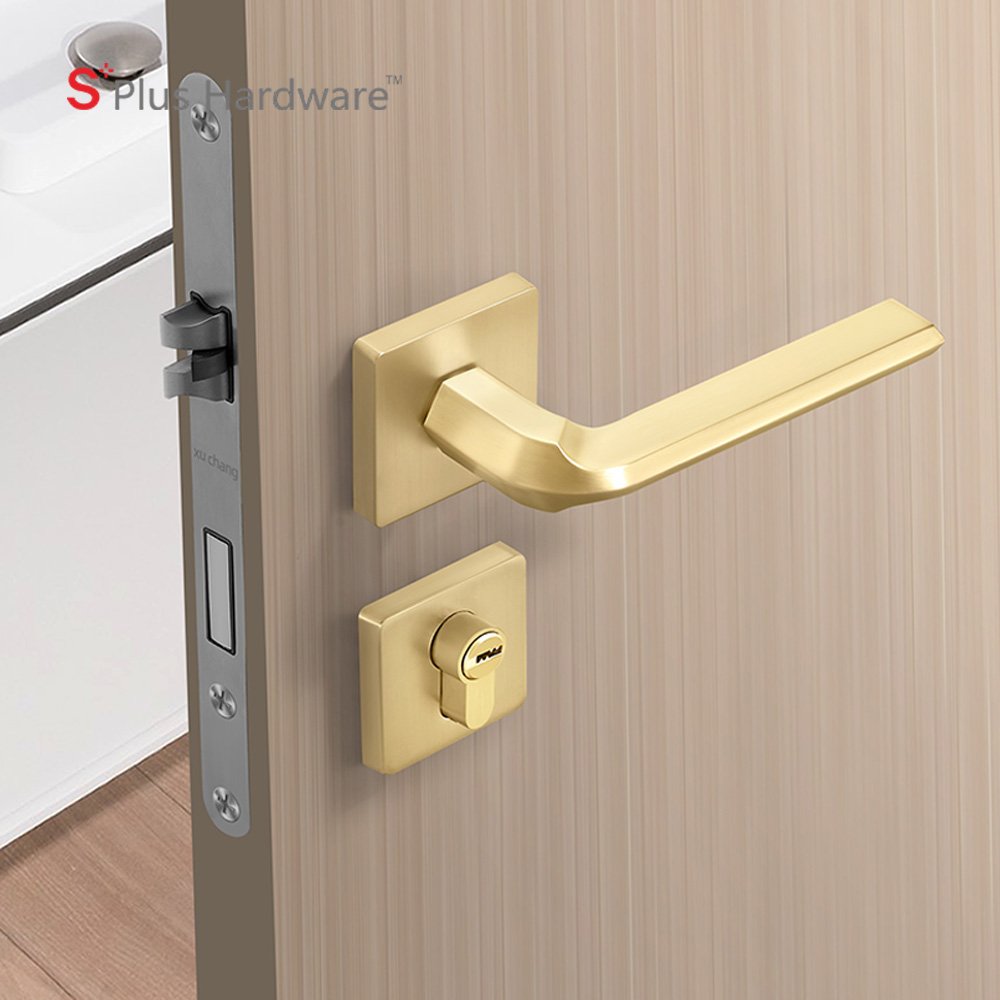 Hardware Factory OEM Zinc alloy Round Luxury PVD Gold door handles locks