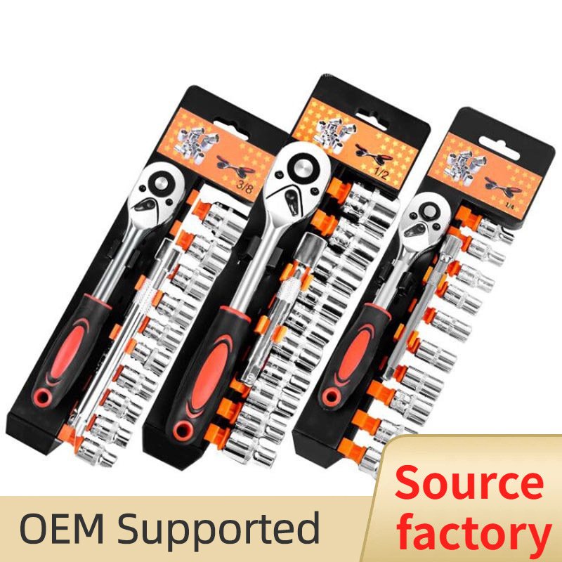 1/2 1/4 3/8 Ratchet Socket Wrench Set 24 Tooth Adjustable Automotive Hand Tools For Car