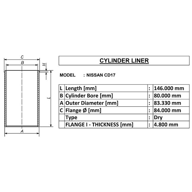 India-Made CD17 Dry Cylinder Liner Engine Application ID 80 OD 83.33 Length 146
