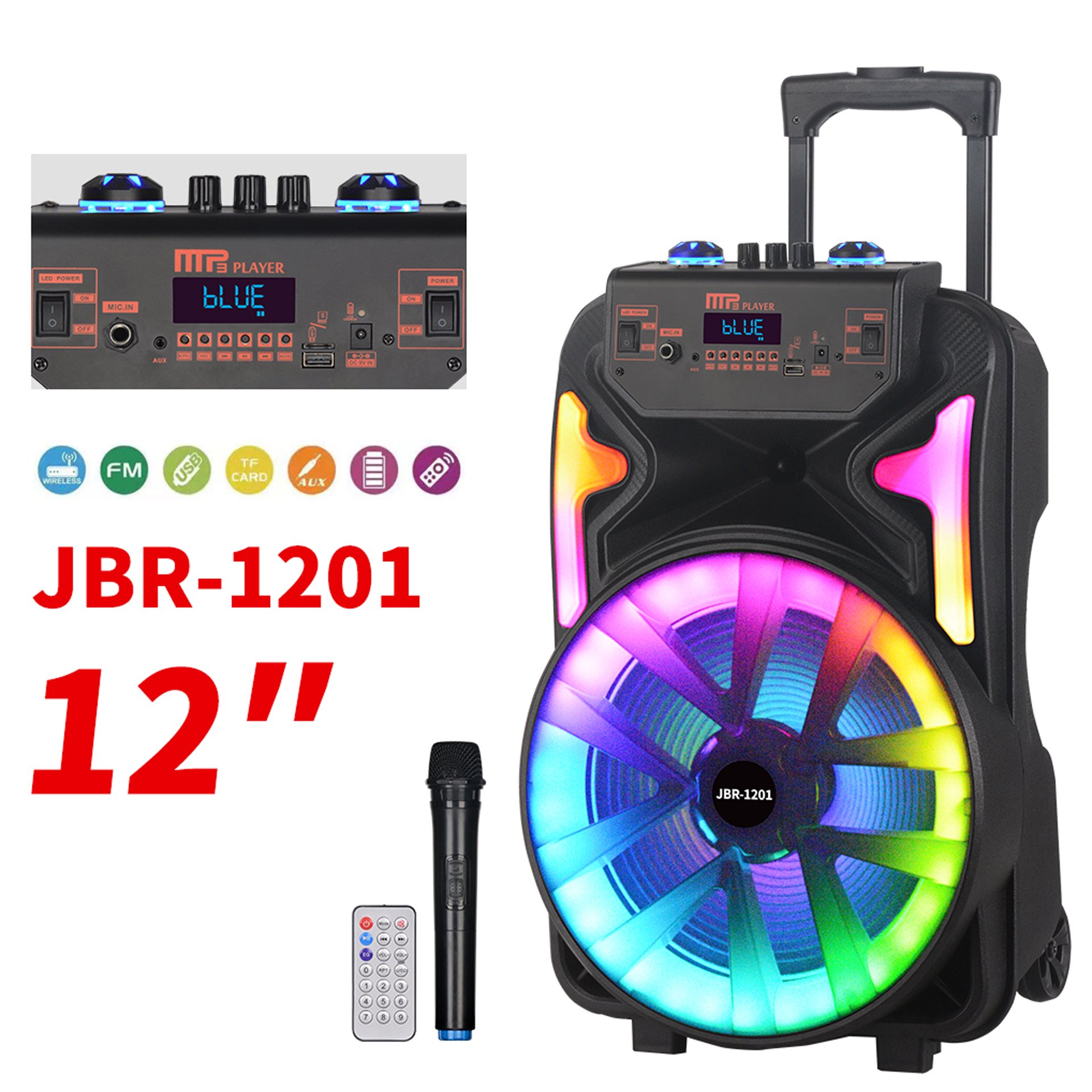 NDR 12 inch wireless BT KARAOKEportable battery microphone card pull rod speaker outdoor square dance TWS audio