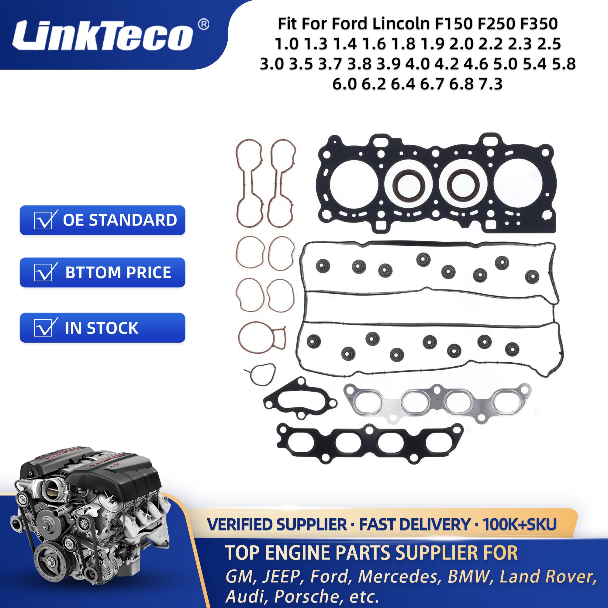 Linkteco OEM Quality Engine Parts Overhaul full Gasket Head Gasket Kit Set For Ford f150 f350 5.4 6.4 HS9790PT12 HS9790PT-12