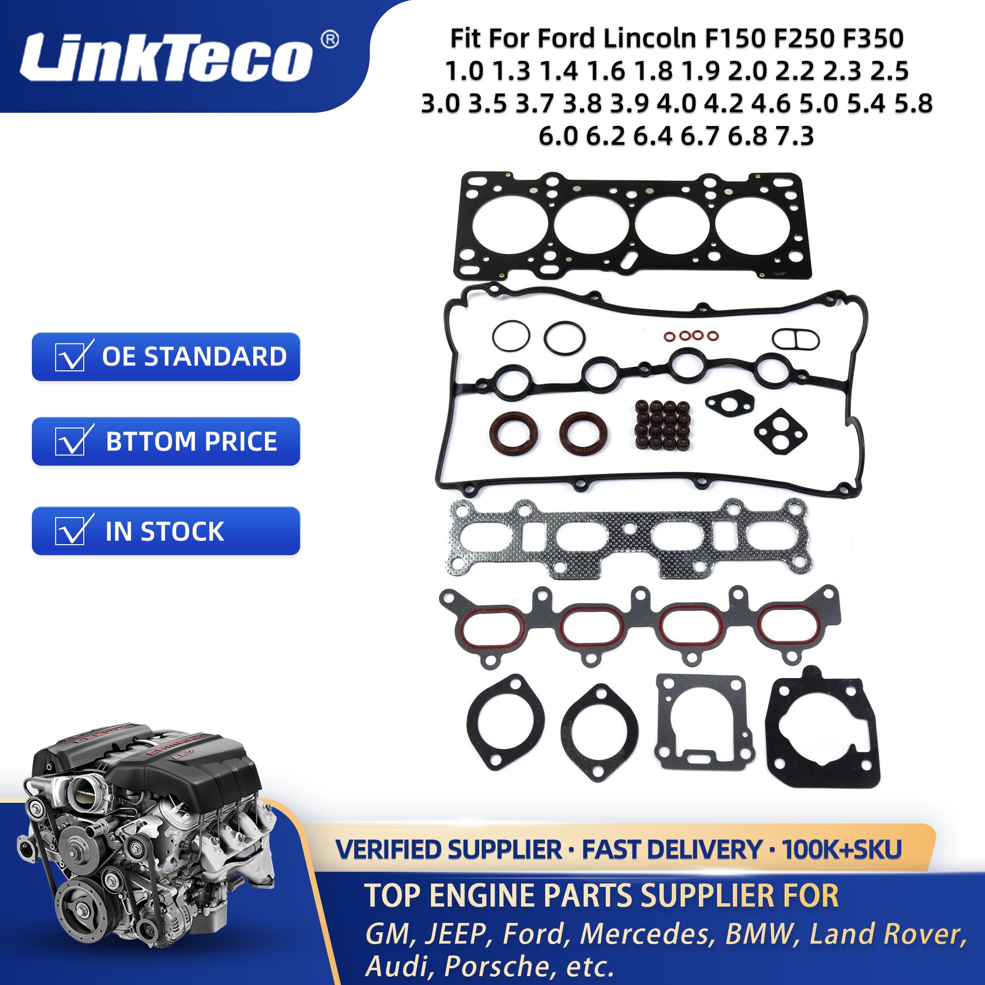 Linkteco OEM Quality Engine Parts Overhaul full Gasket Head Gasket Kit Set For Ford f150 f350 5.4 6.4 HS9790PT12 HS9790PT-12