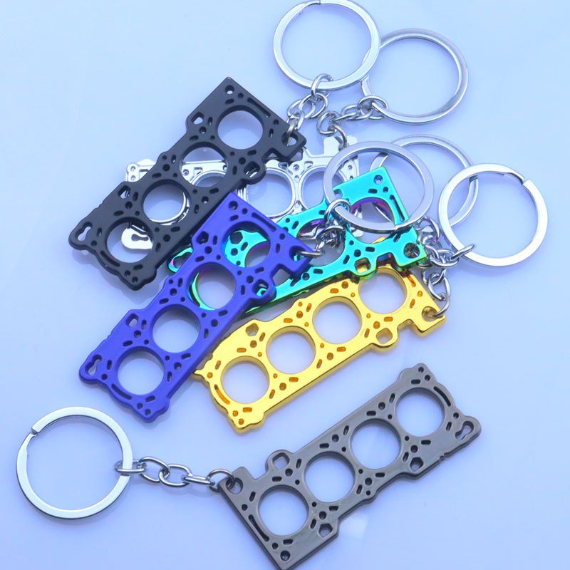 Car Accessories Keychain Modification Cylinder Head Engine Gasket Model Keychain metal Key Chain For Racing Fans Gift
