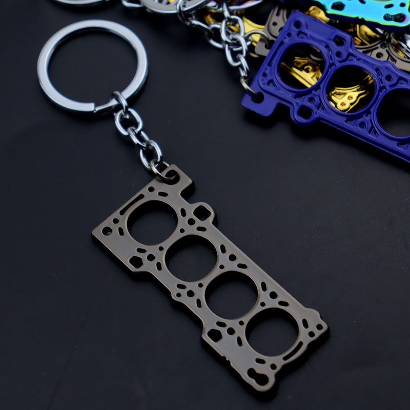 Car Accessories Keychain Modification Cylinder Head Engine Gasket Model Keychain metal Key Chain For Racing Fans Gift