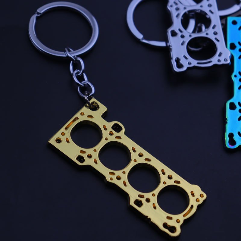 Car Accessories Keychain Modification Cylinder Head Engine Gasket Model Keychain metal Key Chain For Racing Fans Gift