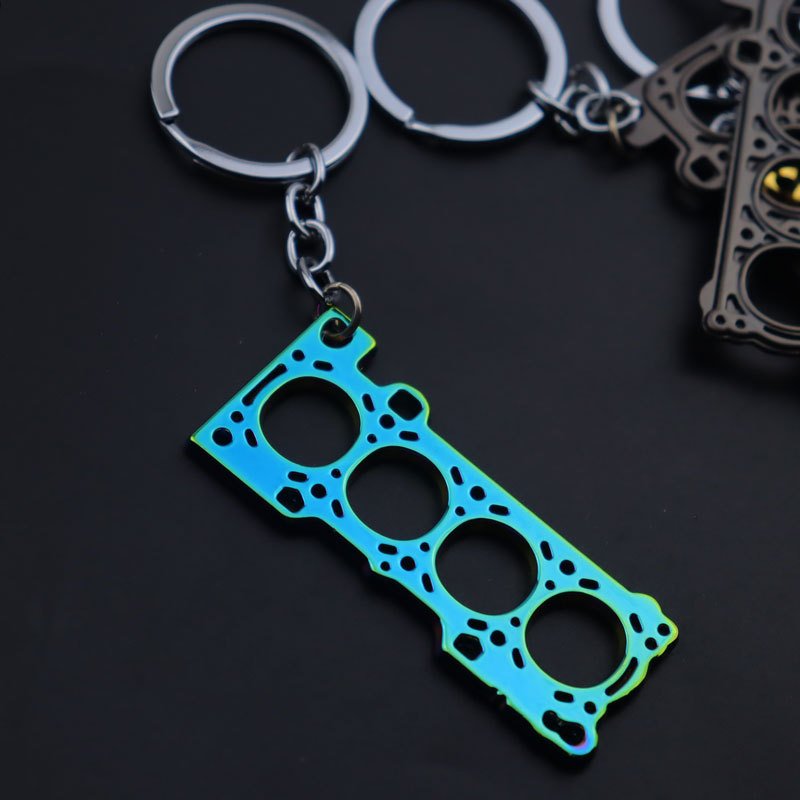 Car Accessories Keychain Modification Cylinder Head Engine Gasket Model Keychain metal Key Chain For Racing Fans Gift