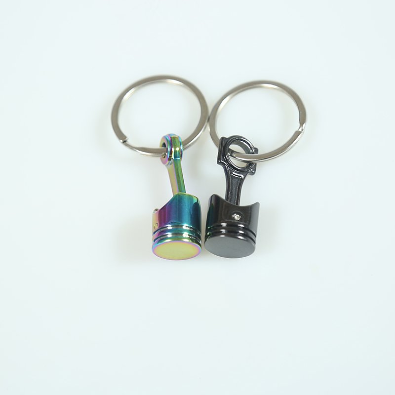 Exquisite car engine piston model car accessories charm piston connecting rod model tuning engine piston metal keychain