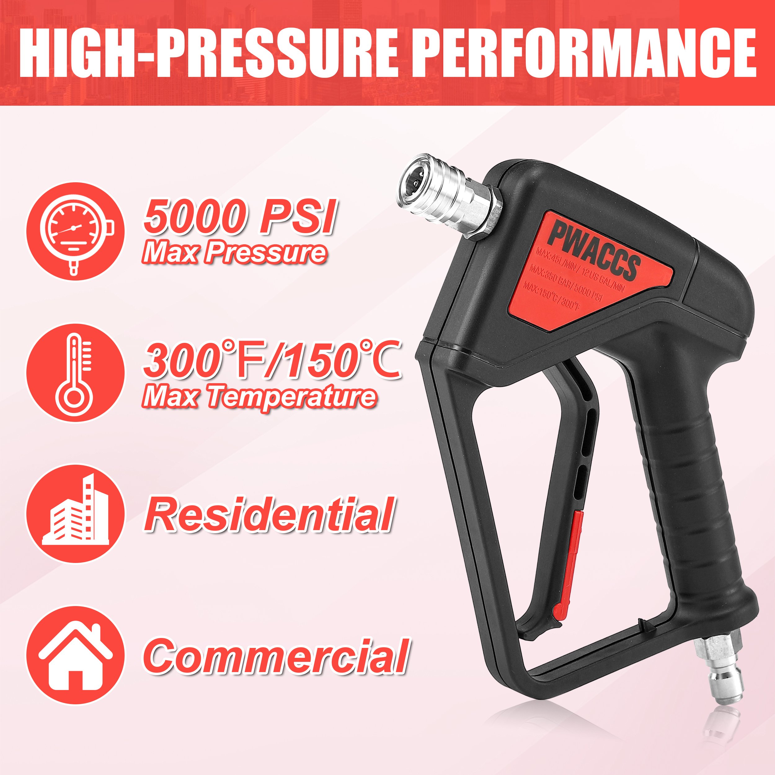 Custom Pressure Washer Short Gun Stainless Steel Swivel Handle Gun For Car Wash Short Rod Handle Cleaning Gun