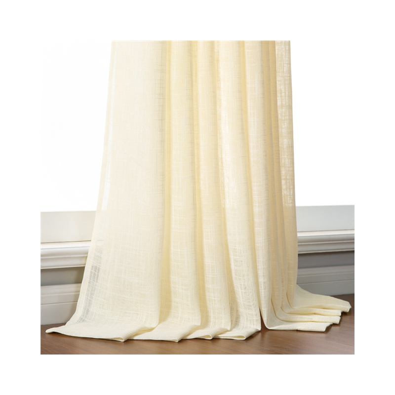 Modern White Sheer Bedroom Curtain Linen Fabric Woven Pattern Ready Made Hotel Hospital Window Shade White Sheer Bedroom Curtain