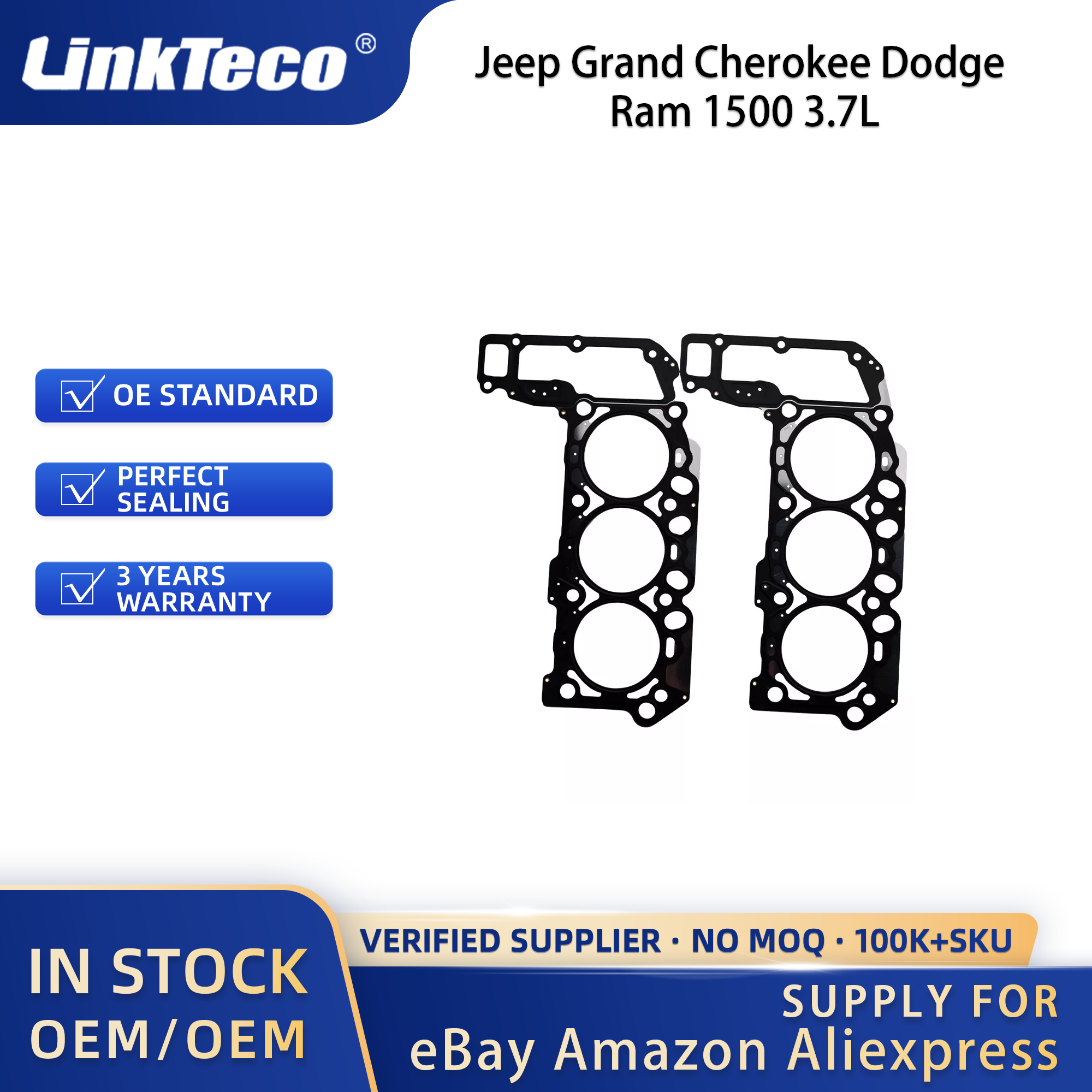 Linkteco head gasket set for Jeep Commander Liberty Grand Cherokee Dodge Nitro Dakota Durango Ram 1500 3.7L V6 SOHC 2005-2012