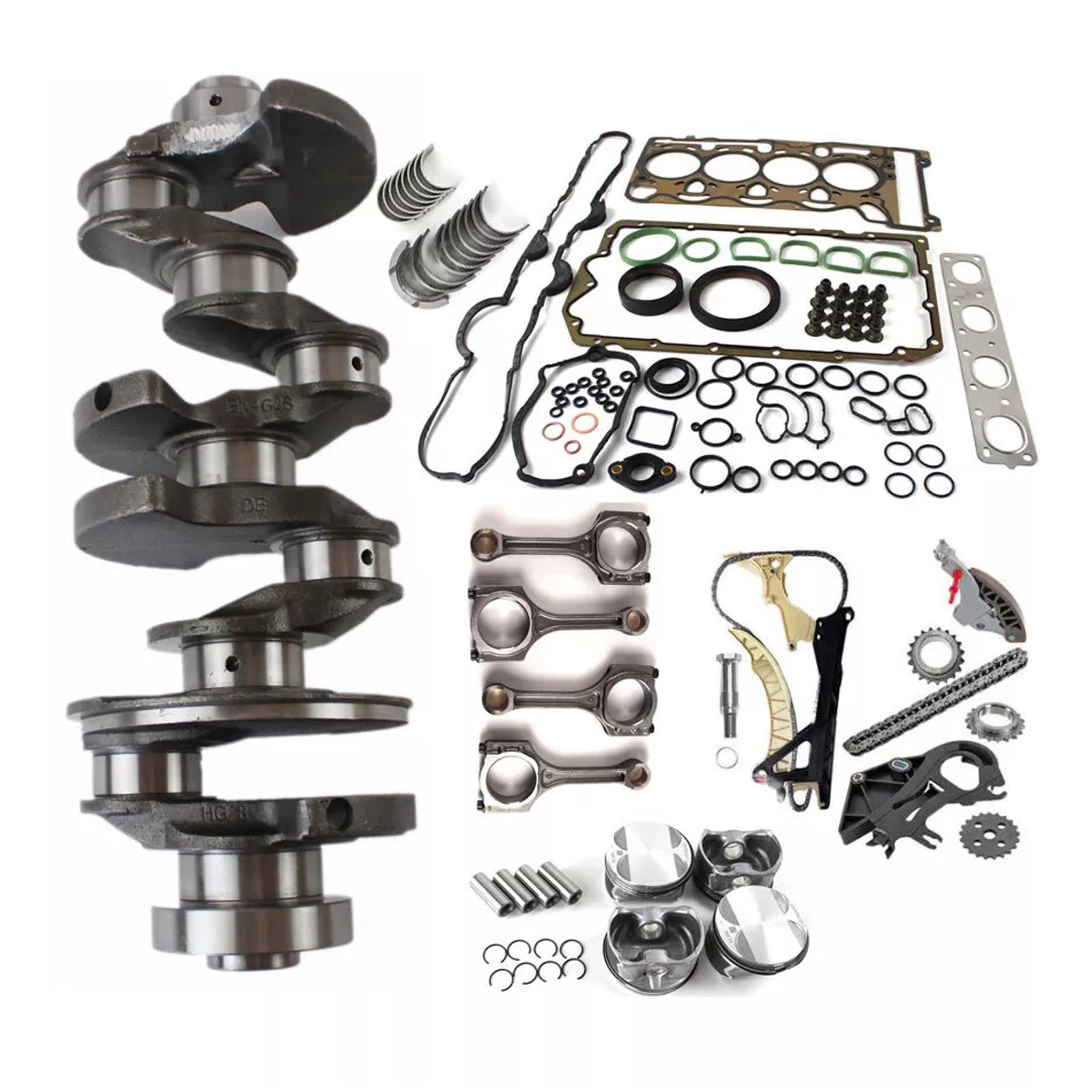 Linkteco Engine Overhaul Rebuild Kit Crankshaft Con-Rod Pistons Timing Chain Kit For BMW 1 3 Series 120i X1 N46 2.0L 2005-2012