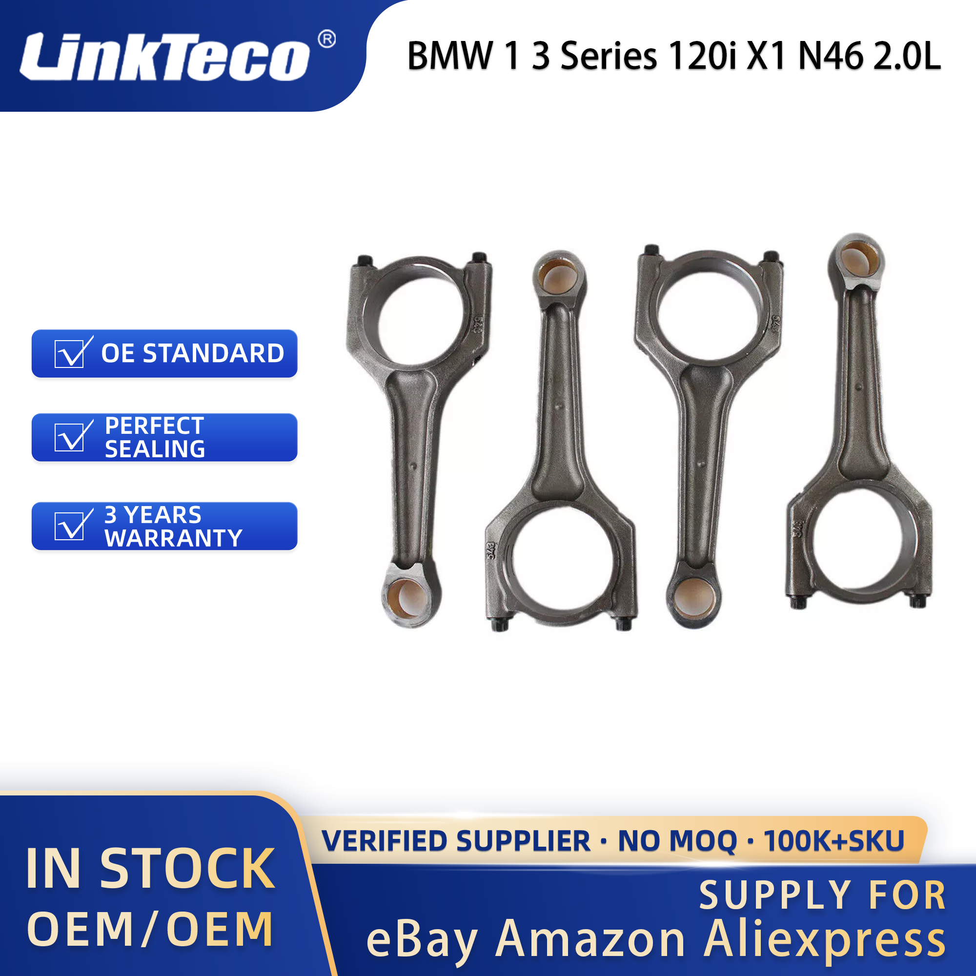 Linkteco Engine Overhaul Rebuild Kit Crankshaft Con-Rod Pistons Timing Chain Kit For BMW 1 3 Series 120i X1 N46 2.0L 2005-2012