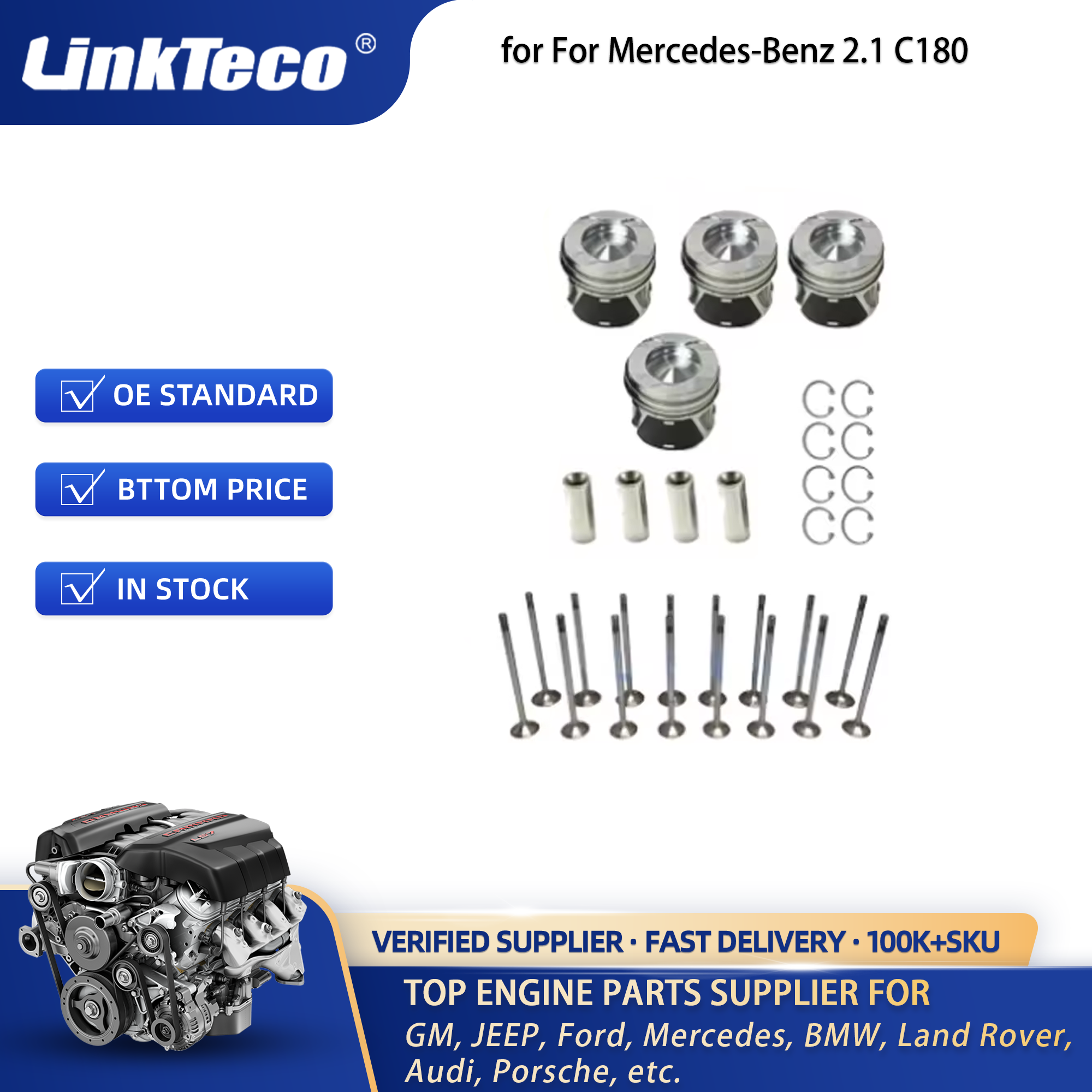 TIMING CHAIN KIT HEAD GASKET Valve Piston With Ring Connecting rod Crankshaft SET BOLTS CDI OM651 For Mercedes-Benz 2.1 C180