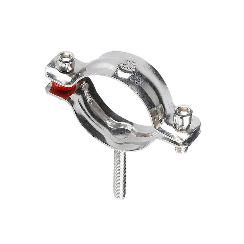 Low Price Sanitary Stainless Steel 304 Double Bolted Clamp Male Thread Rod/Handle Pipe Holder Bracket