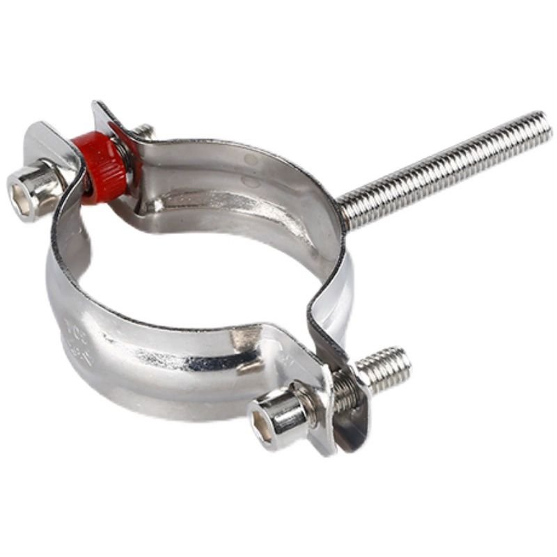 Low Price Sanitary Stainless Steel 304 Double Bolted Clamp Male Thread Rod/Handle Pipe Holder Bracket
