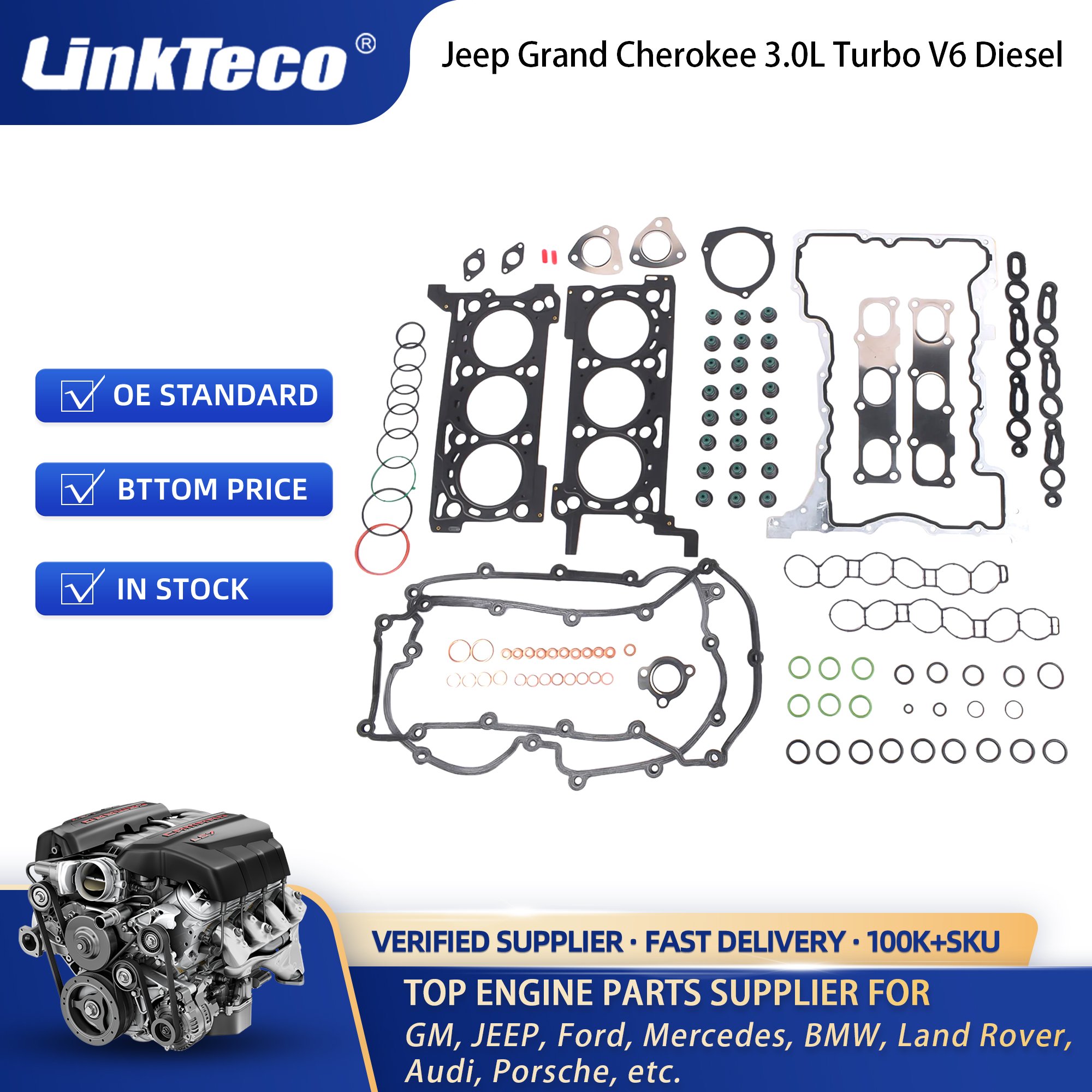 Linkteco Cylinder Head Gasket Set for Jeep Grand Cherokee 3.0 3.0L Turbo V6 Diesel 2014-2019 68211174AA 68151953AA