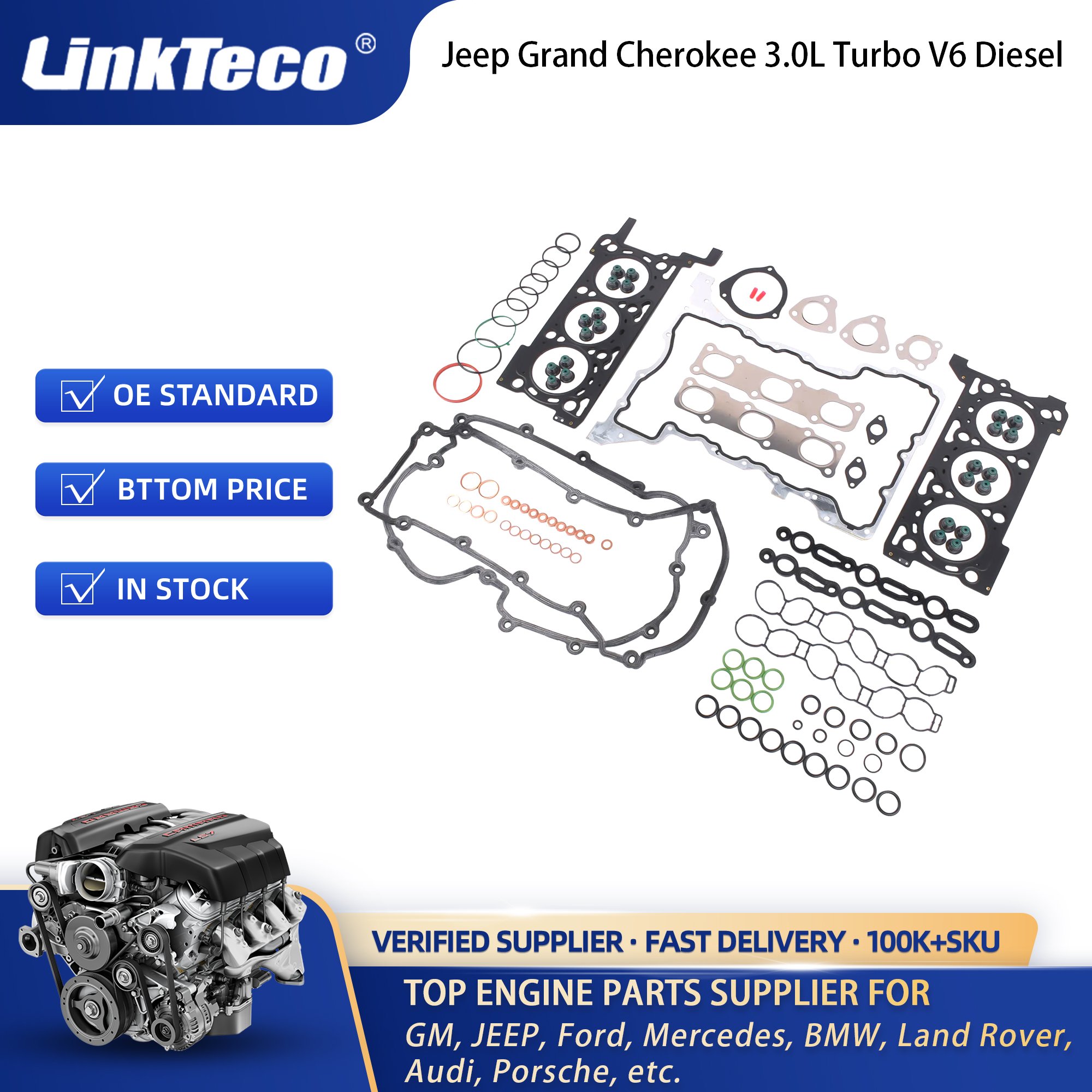 Linkteco Cylinder Head Gasket Set for Jeep Grand Cherokee 3.0 3.0L Turbo V6 Diesel 2014-2019 68211174AA 68151953AA