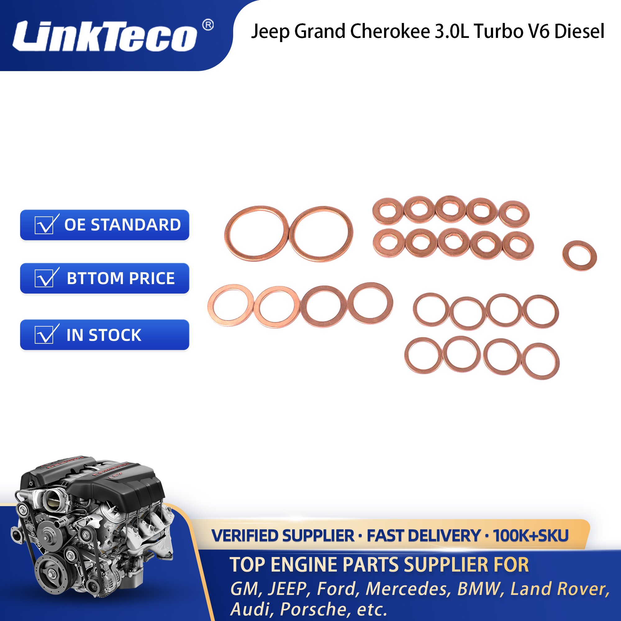 Linkteco Cylinder Head Gasket Set for Jeep Grand Cherokee 3.0 3.0L Turbo V6 Diesel 2014-2019 68211174AA 68151953AA