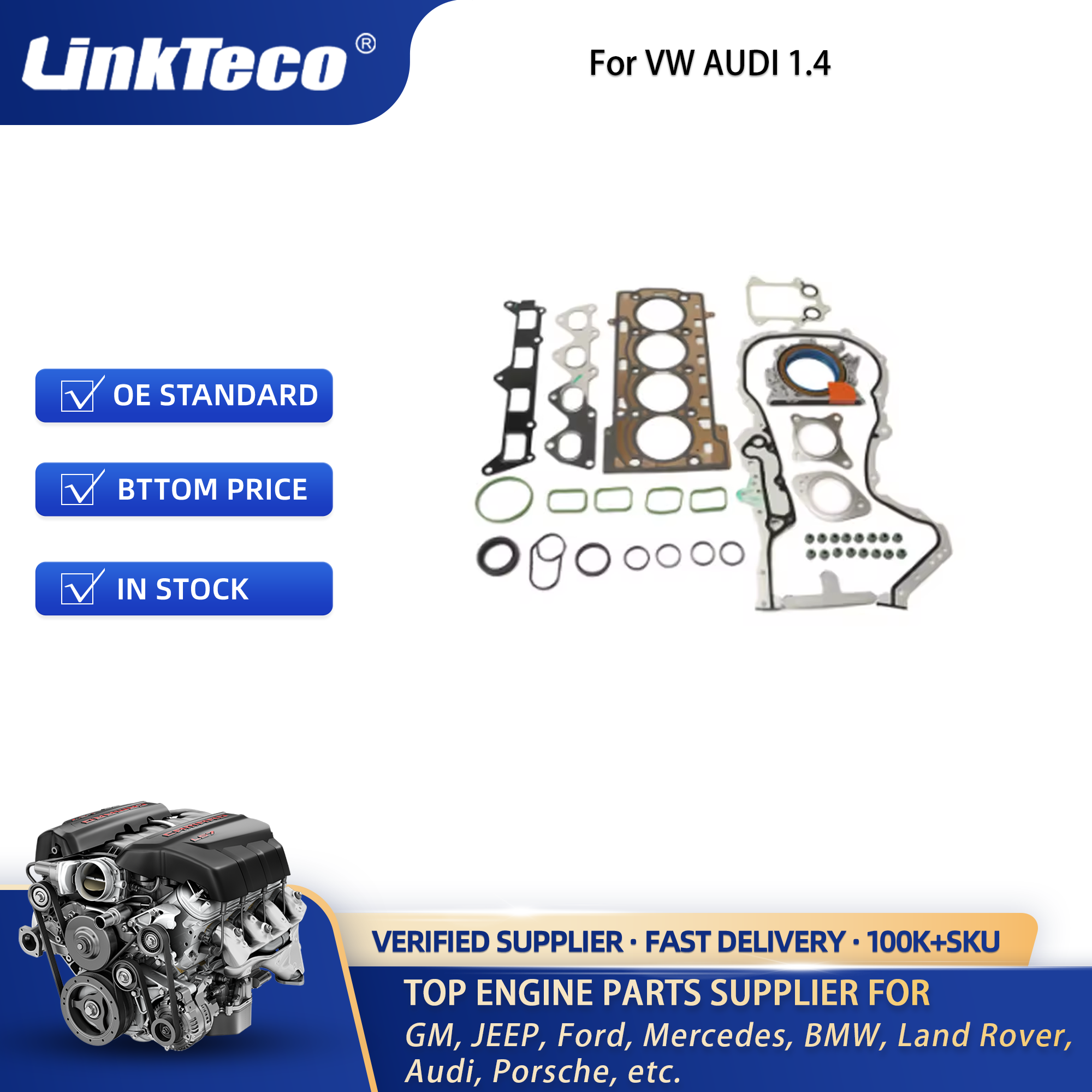 Engine Pistons Gaskets Timing Overhaul Rebuild Kit Fit For VW AUDI 1.4 TSI EA111 03C107065BL 03C107065AQ 03C107065AS 03C107065BF