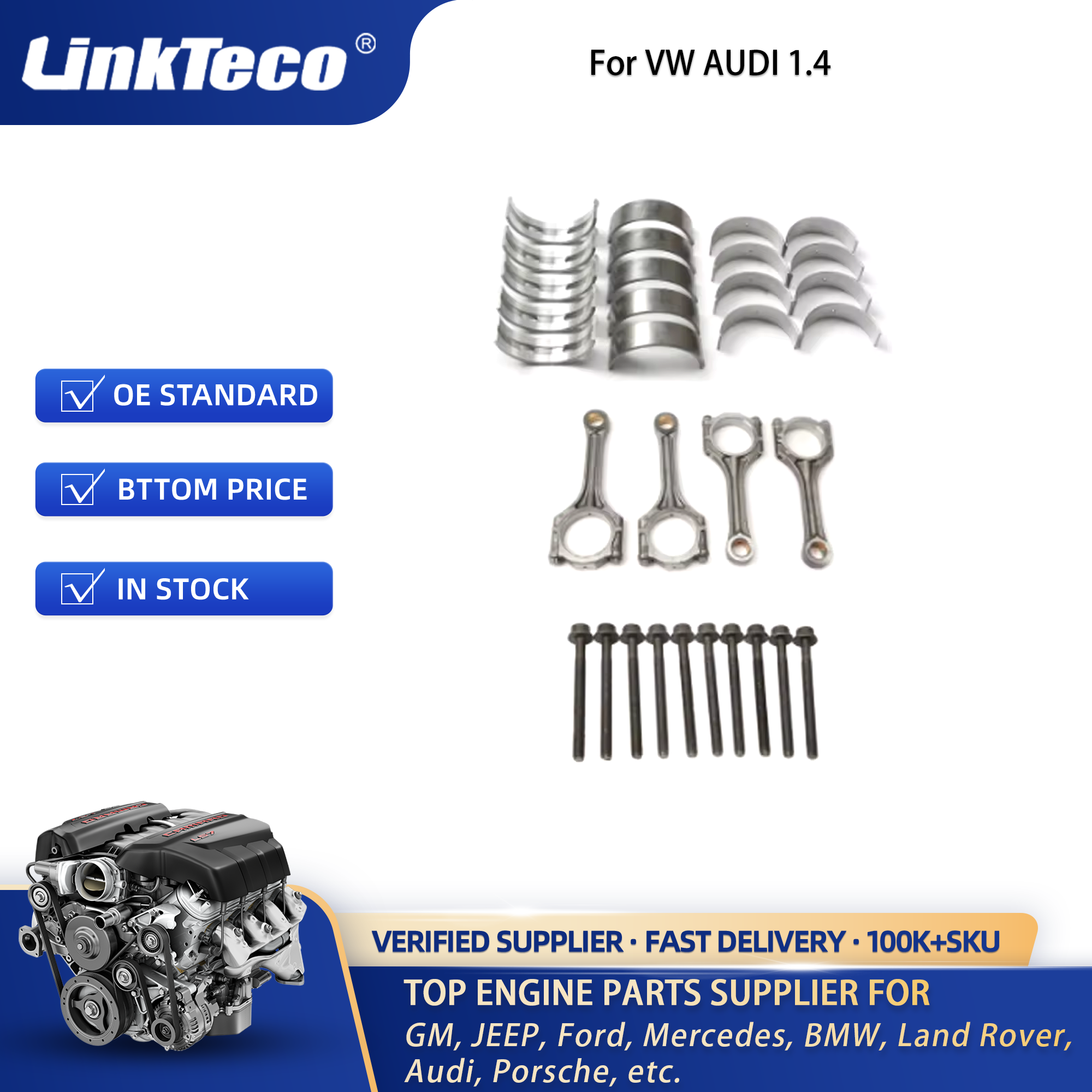 Engine Pistons Gaskets Timing Overhaul Rebuild Kit Fit For VW AUDI 1.4 TSI EA111 03C107065BL 03C107065AQ 03C107065AS 03C107065BF