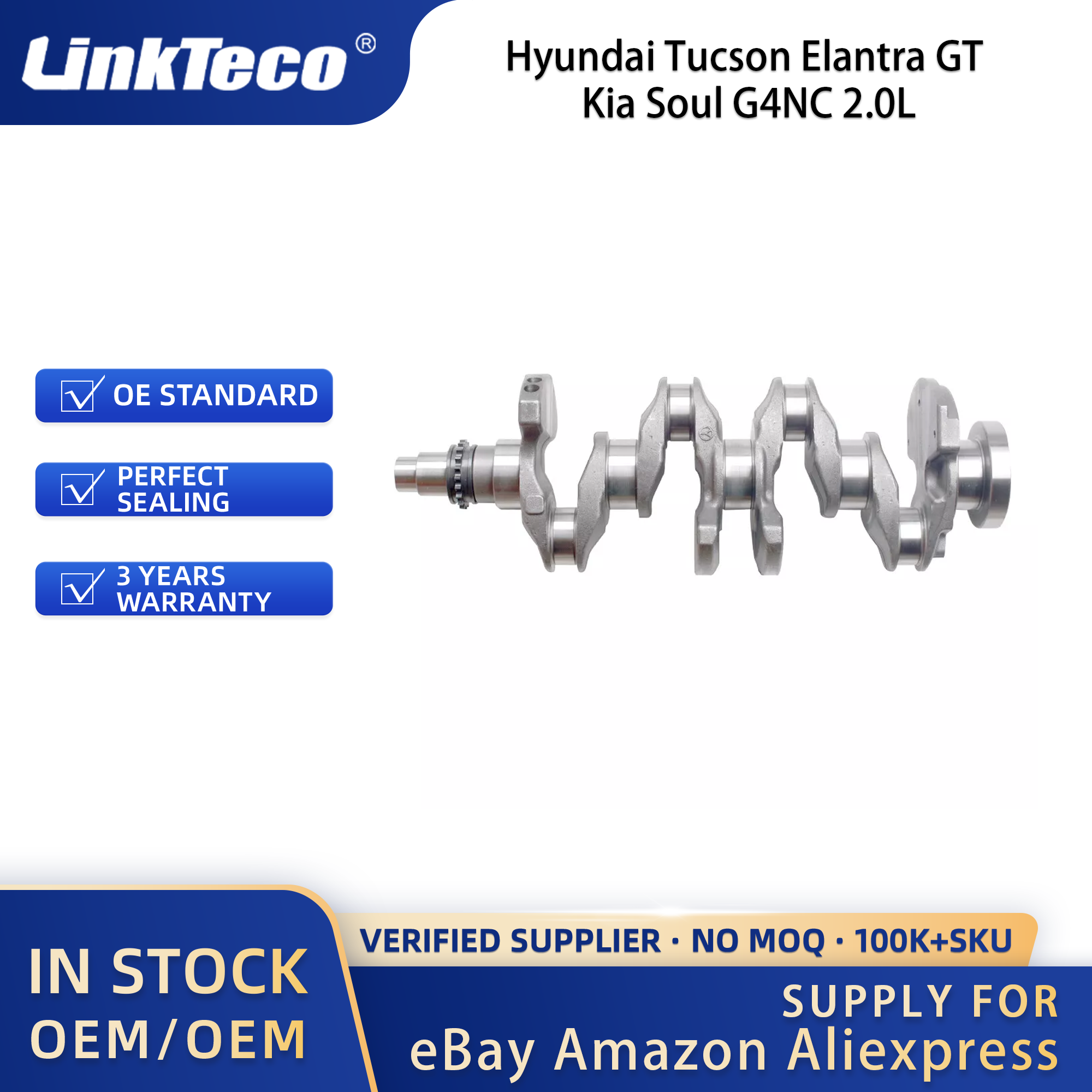 Linkteco Engine Overhaul Rebuild Kit Crankshaft/Rods Timing Chain Kit For Hyundai Tucson Elantra GT Kia Soul G4NC 2.0L 2014-2019