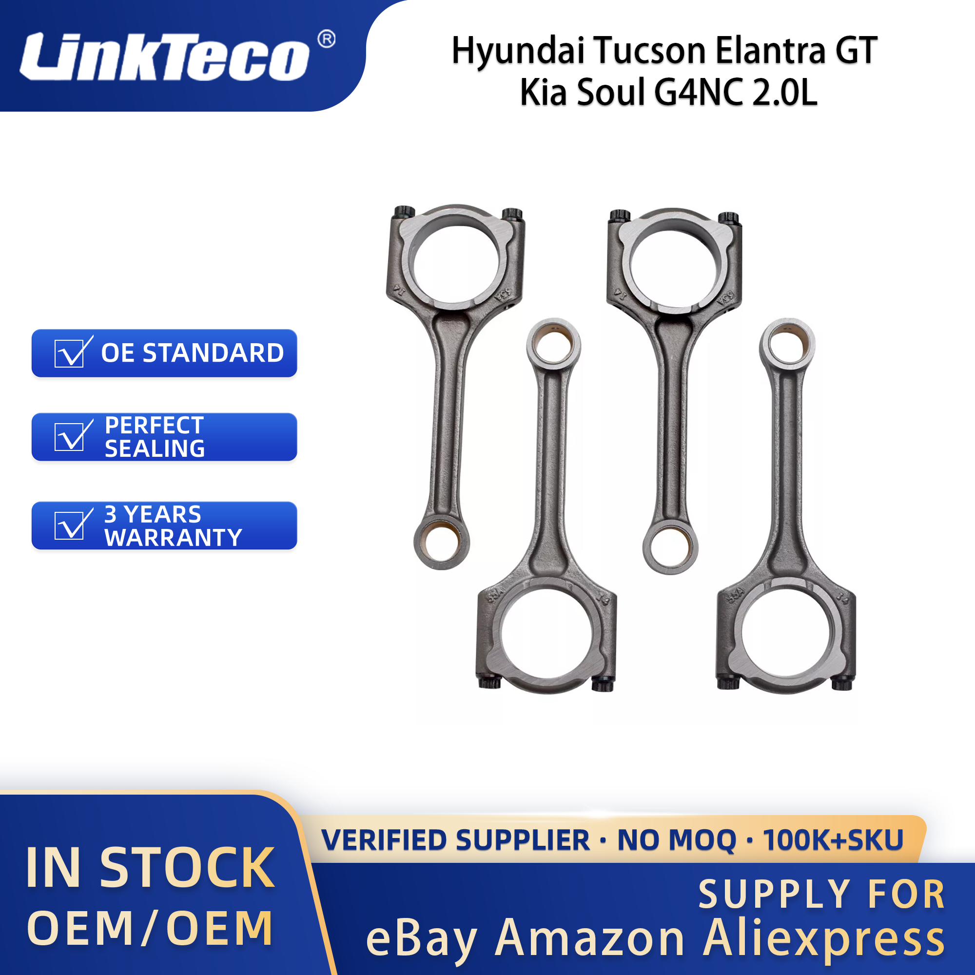 Linkteco Engine Overhaul Rebuild Kit Crankshaft/Rods Timing Chain Kit For Hyundai Tucson Elantra GT Kia Soul G4NC 2.0L 2014-2019