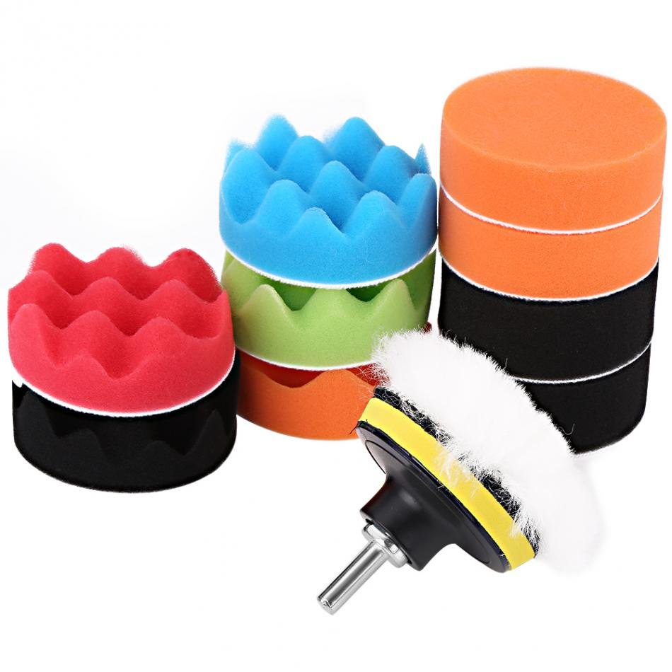2Pcs 3 Inch Sponge Buffing Polishing Pad Kit for Car Polisher with Drill Adapter