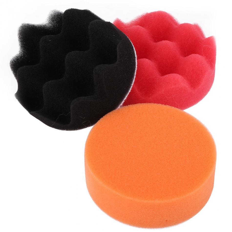2Pcs 3 Inch Sponge Buffing Polishing Pad Kit for Car Polisher with Drill Adapter