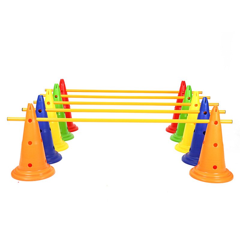 Basketball Football Sports Obstacle Cone Perforated Agility Cone 30cm 50cm Round Bottom Coloured Crossbar Plastic Agility Cone
