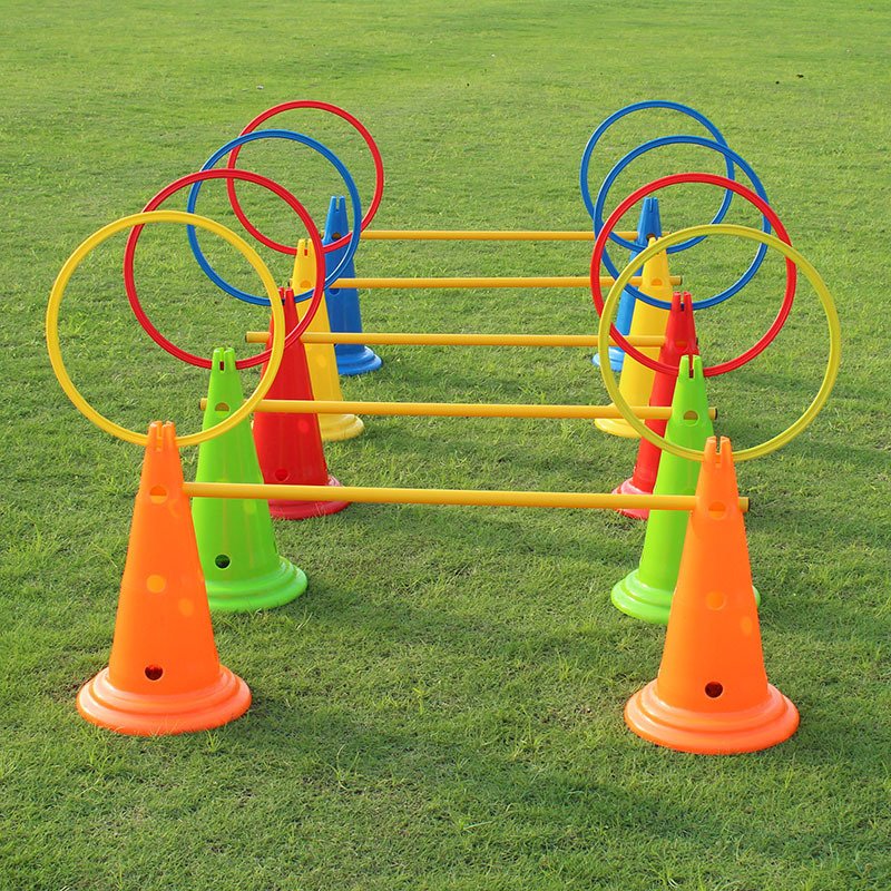 Basketball Football Sports Obstacle Cone Perforated Agility Cone 30cm 50cm Round Bottom Coloured Crossbar Plastic Agility Cone