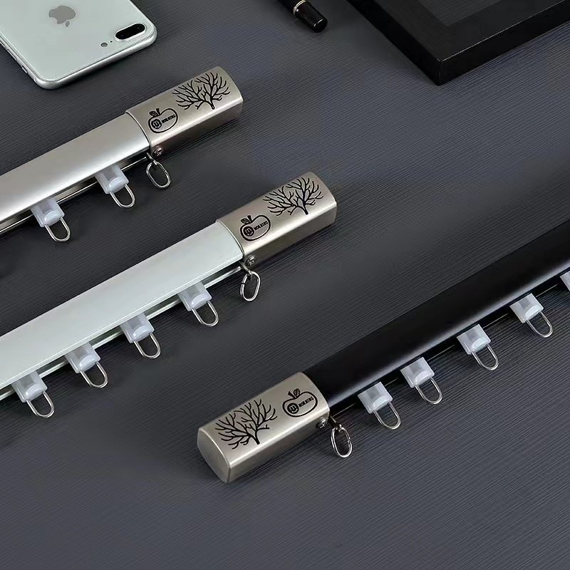 Curtain Rods Customized Modern Single Aluminum Alloy Metal Curtain Rod With Head Rails Accessories For Household Use