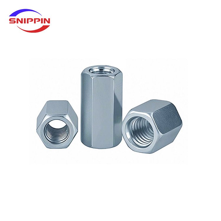 M6M8 M10 M12 M16 M20 M24 M27 M30 M36 Galvanized Hex Rod Coupling Nut Connection Thread Nut Zinc Plated Long Hexagon Nuts DIN6334