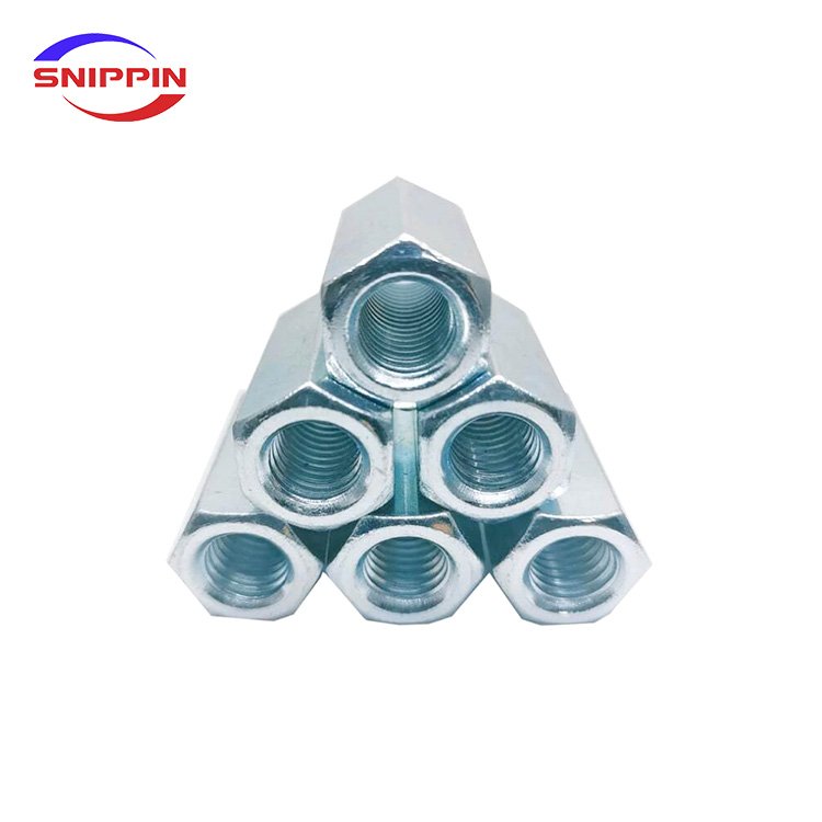M6M8 M10 M12 M16 M20 M24 M27 M30 M36 Galvanized Hex Rod Coupling Nut Connection Thread Nut Zinc Plated Long Hexagon Nuts DIN6334