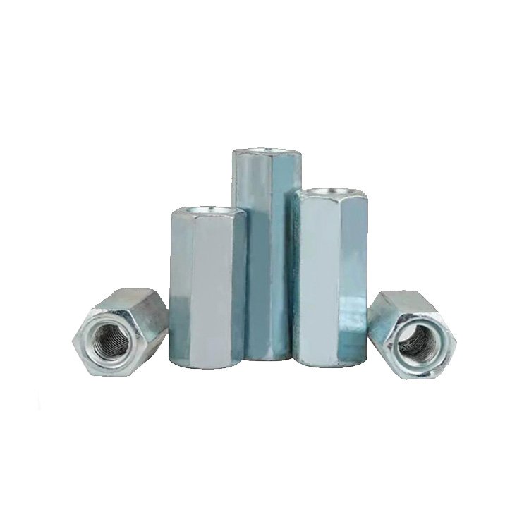M6M8 M10 M12 M16 M20 M24 M27 M30 M36 Galvanized Hex Rod Coupling Nut Connection Thread Nut Zinc Plated Long Hexagon Nuts DIN6334