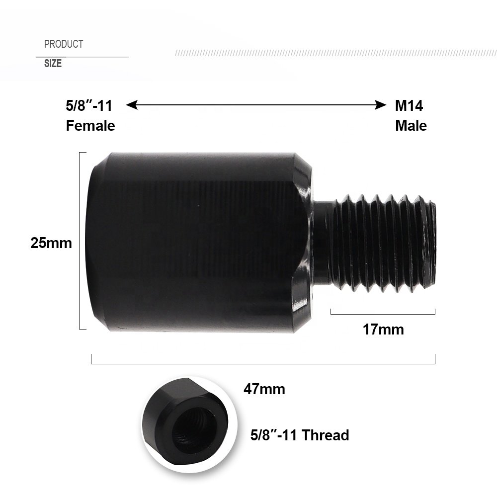 SHDIATOOL Adapter for M14 to 5/8''-11 Thread Diamond Core Drill Bits Converter Grinding Wheel Adapter Drilling Bit Connector