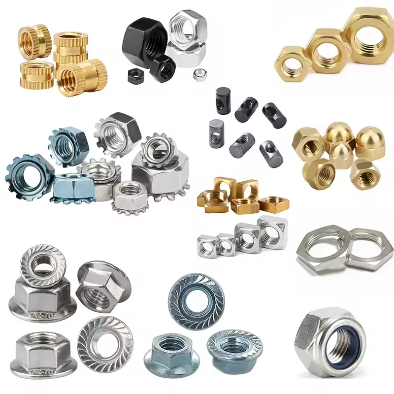 Custom M3 M5 M6 M8 Stainless Steel Cage Welding Flange Wing Brass Square Knurled Titanium Insert Lock Riveted Hex Nuts