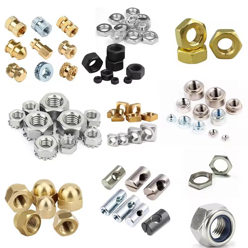 Custom M3 M5 M6 M8 Stainless Steel Cage Welding Flange Wing Brass Square Knurled Titanium Insert Lock Riveted Hex Nuts