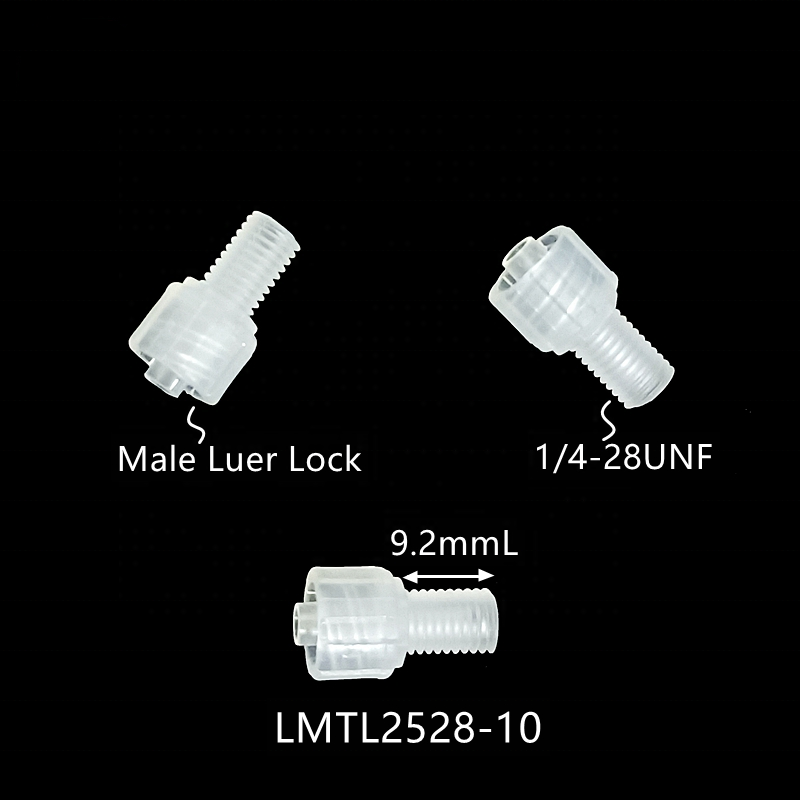9mm Long 1/4-28UNF Thread to Male Luer Integral Lock Ring Male Luer Lock Adapter 1/4-28UNF Threaded Luer Fittings