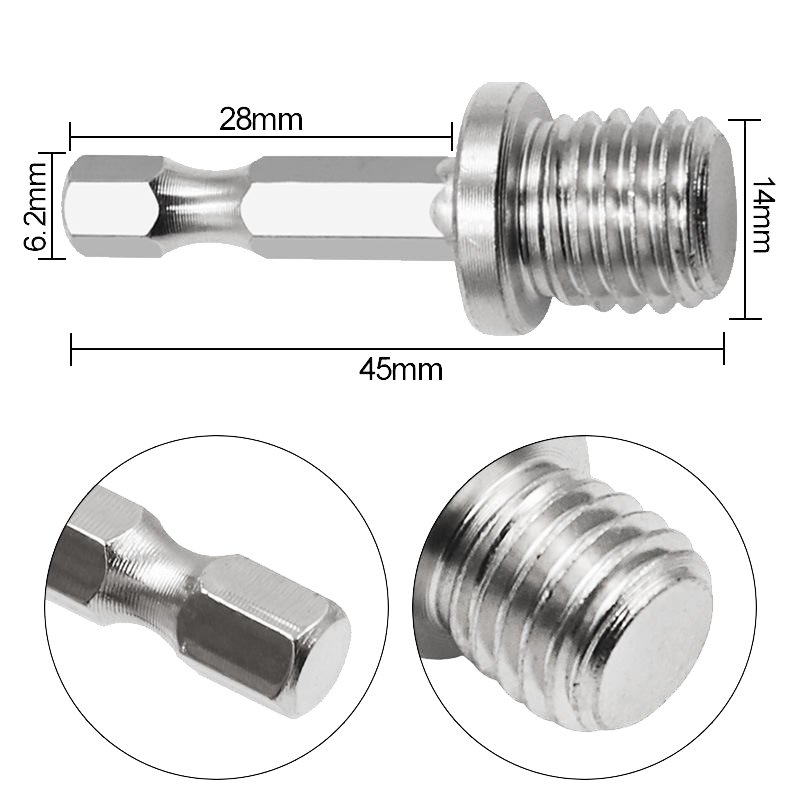 M14 Thread to Hex Shank 5/8-11Thread Adapter For Power Tools
