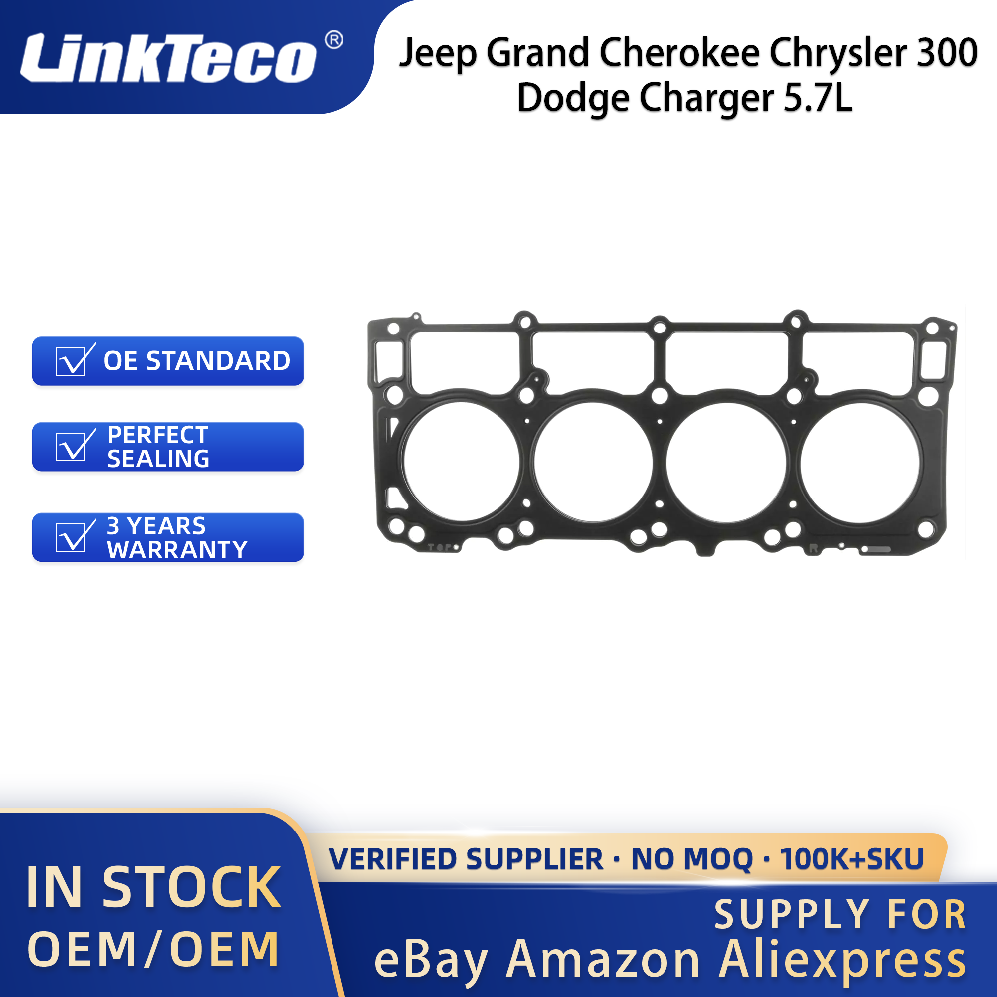Linkteco Cylinder Head Gaskets For Jeep Grand Cherokee Chrysler 300 Dodge Charger 5.7L HEMI V8 2003-2021 53022307AB 10246500