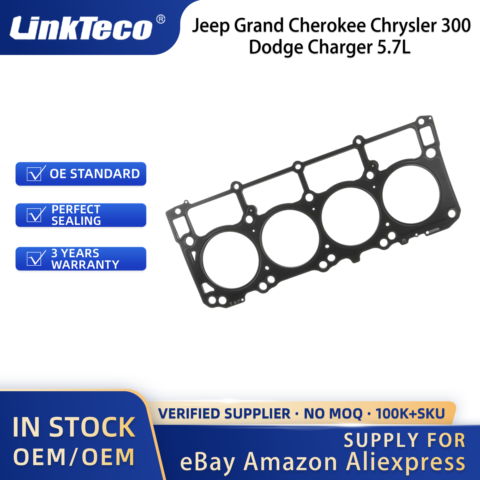 Linkteco Cylinder Head Gaskets For Jeep Grand Cherokee Chrysler 300 Dodge Charger 5.7L HEMI V8 2003-2021 53022307AB 10246500