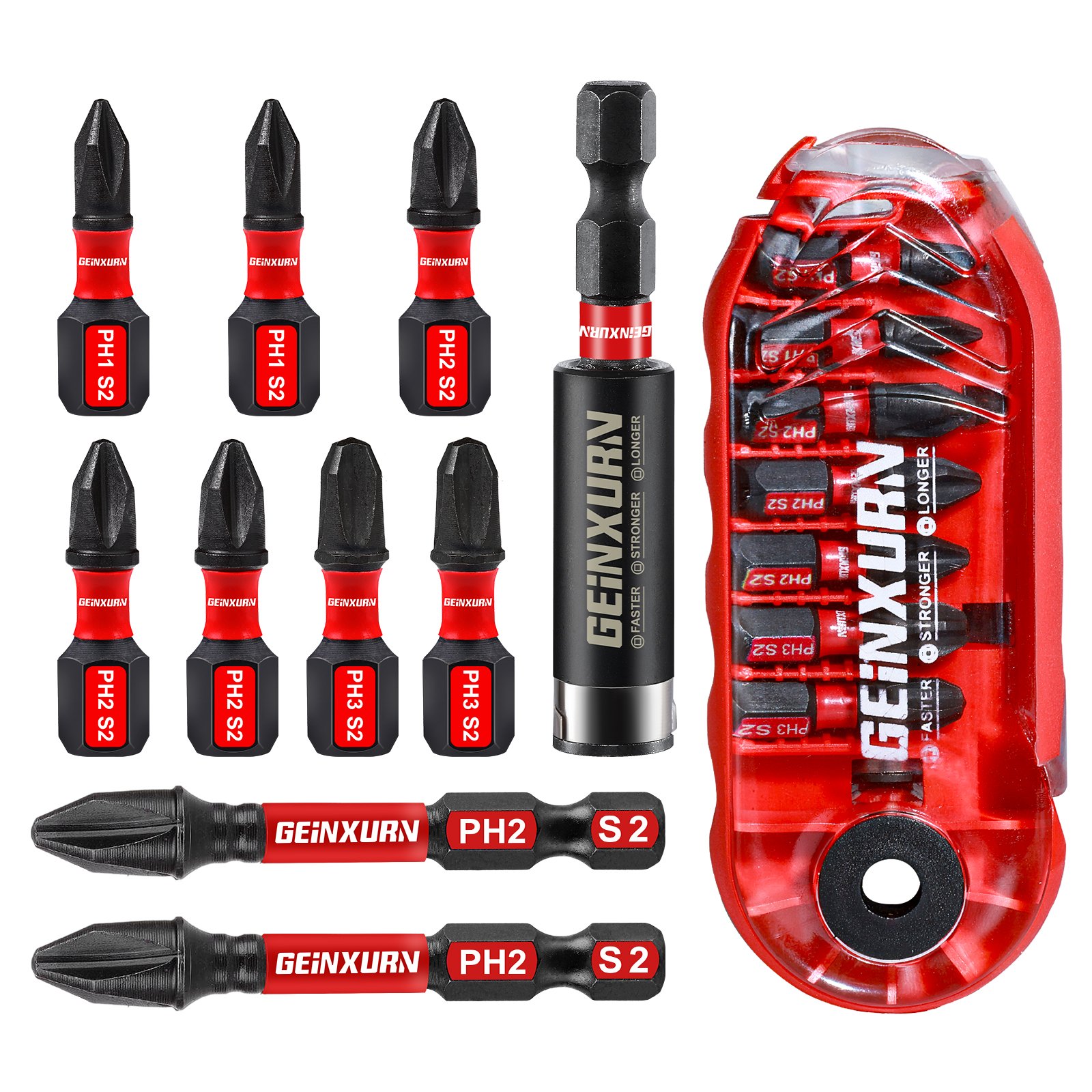 1-inch 25mm 2IN 50MM MIXED cross impact screw bit set PH1 PH2 PH3 60mm connecting rod Installed in Colorful Box