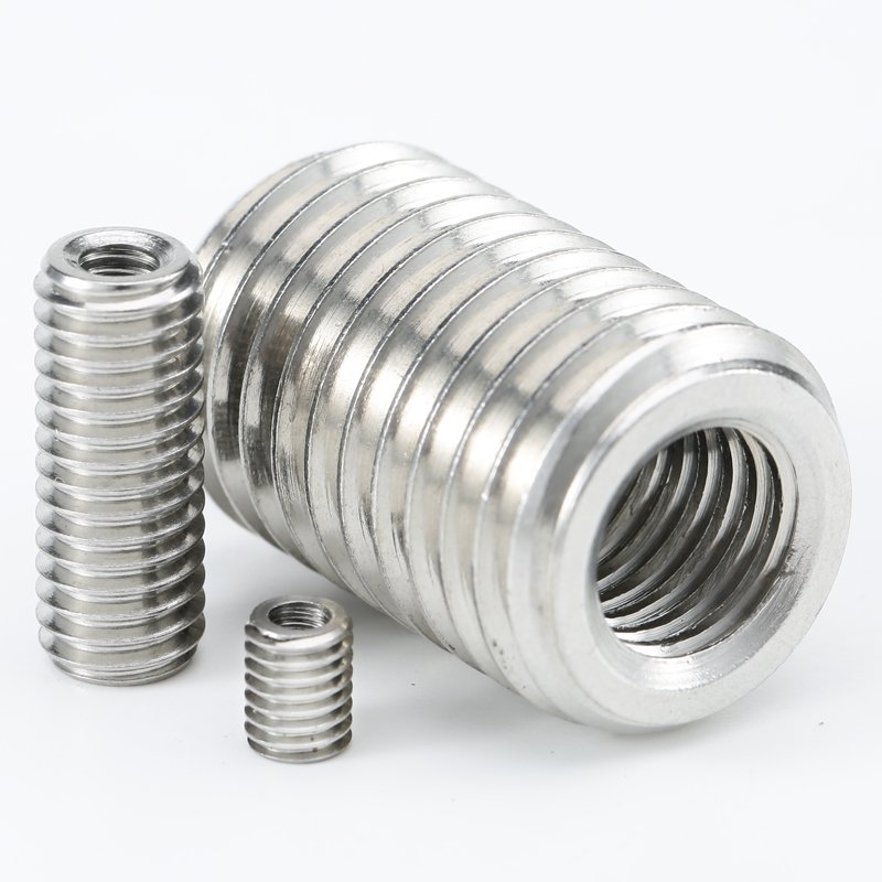 Self tapping threading insert wooden furniture hollow screw sleeve M8 internal thread M10 external thread