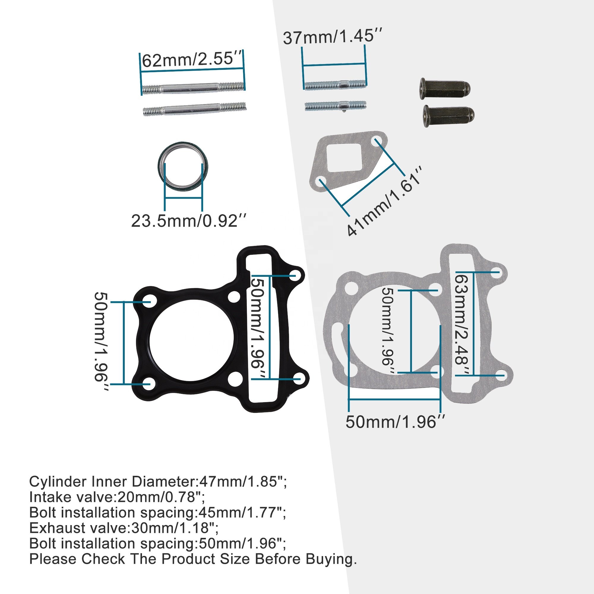 GOOFIT 47mm Big Bore Cylinder Head With Gaskets Replacement for Gy6 80cc Cylinder ATV Go Kart Quad Scooter