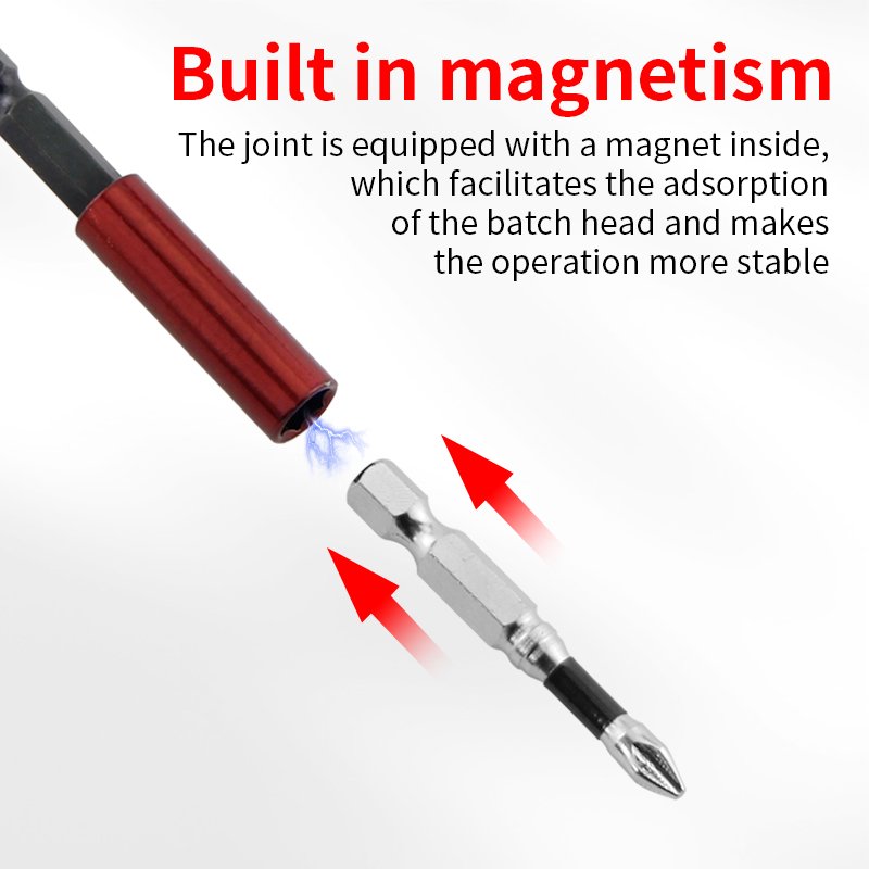 Strong Magnetic 1/4 Socket Self-Locking Connecting Rod Quick Connector Extension Sleeve Hand Drill Extended Extension Rod Tool