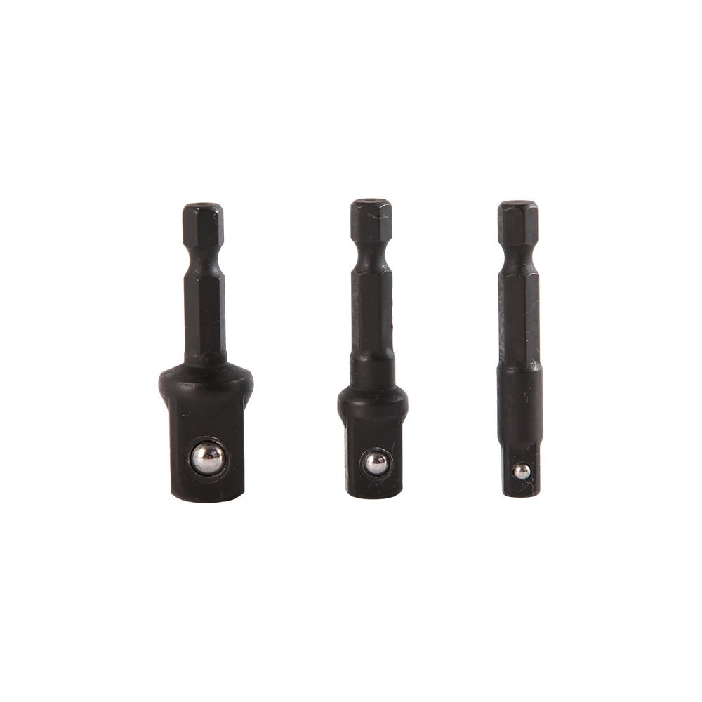 3pc Black Steel Ball Connection Rod Nuts Driver Drill Bits Impact Socket Extension Bit Socket Wrench Adapter Tools