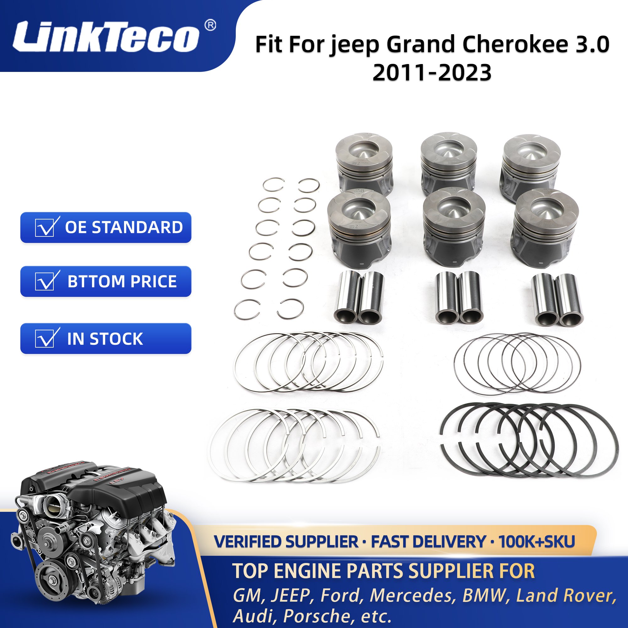 Linkteco cylinder head gasket timing chain kit Main Bearing crankshaft For Jeep Grand Cherokee 3.0 crd diesel 2011 - 2023