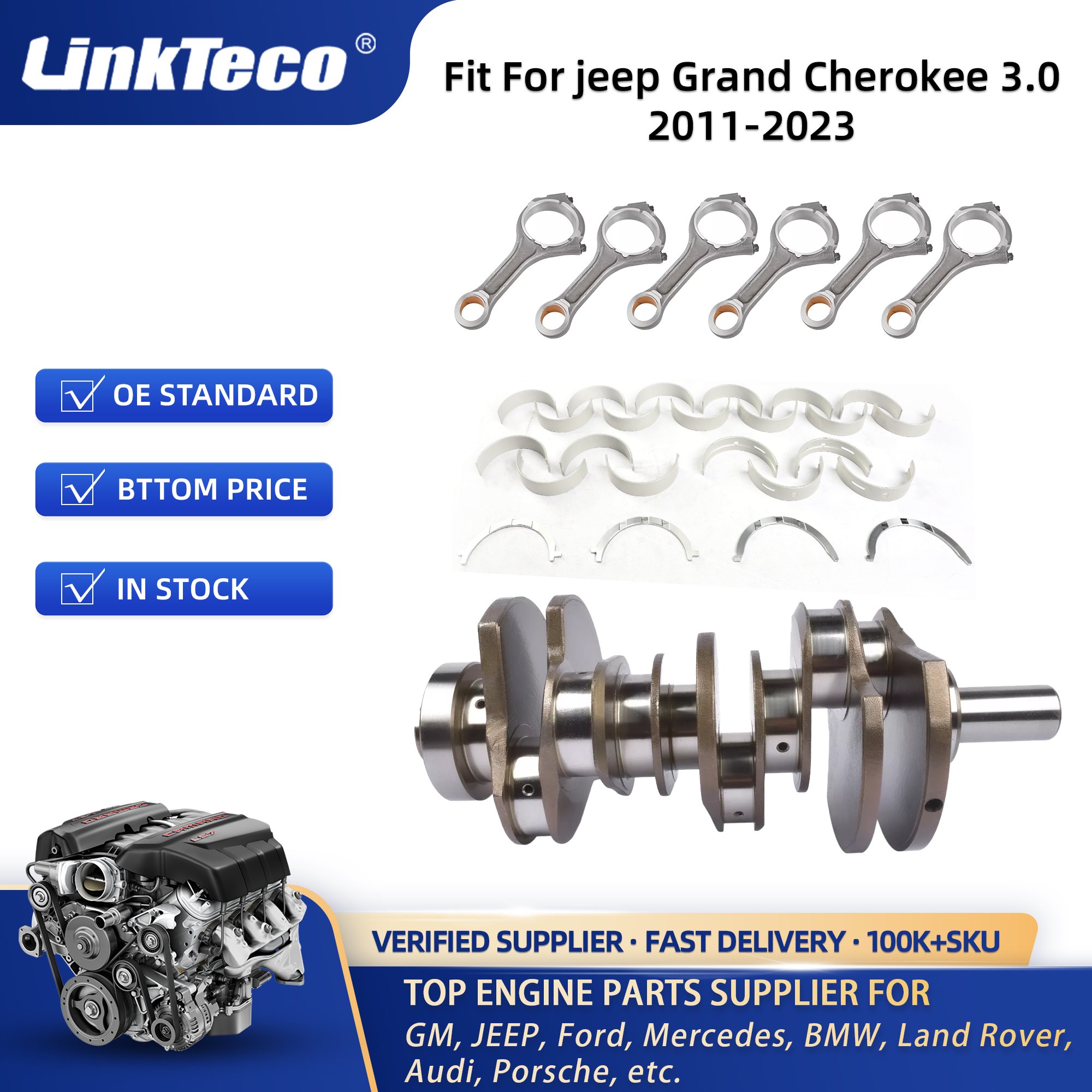 Linkteco cylinder head gasket timing chain kit Main Bearing crankshaft For Jeep Grand Cherokee 3.0 crd diesel 2011 - 2023